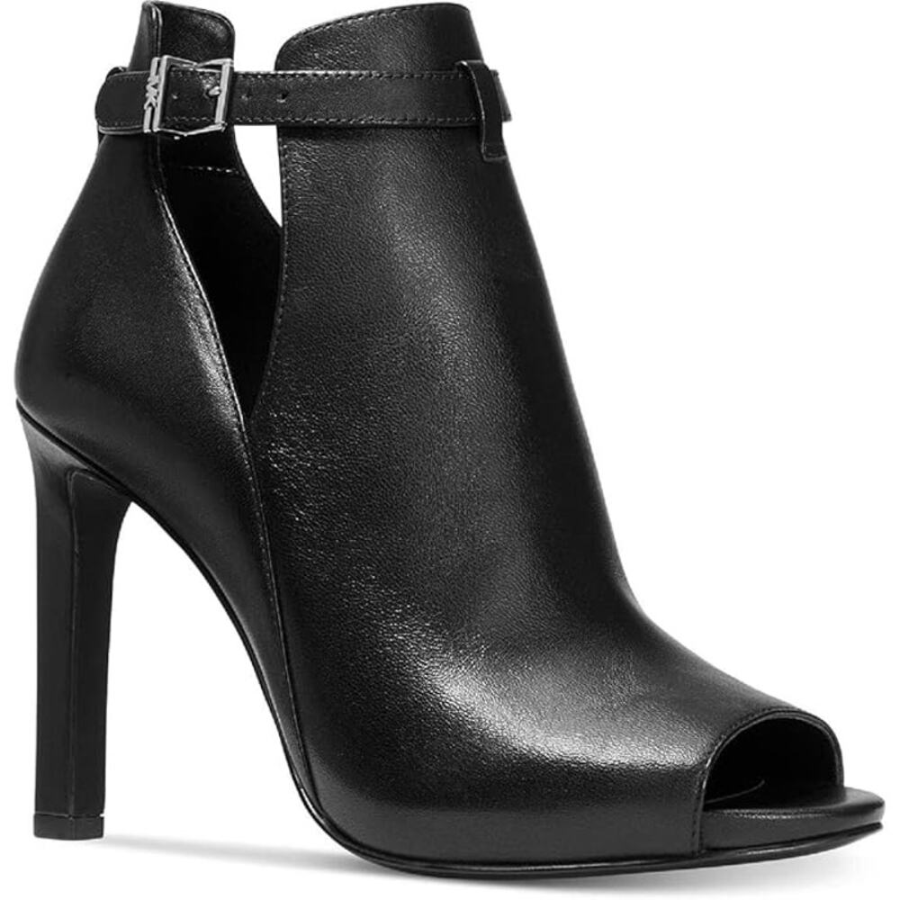 NWT Michael Kors Women's Lawson HighHeel Buckled Open Toe Shooties,Black-Size 10
